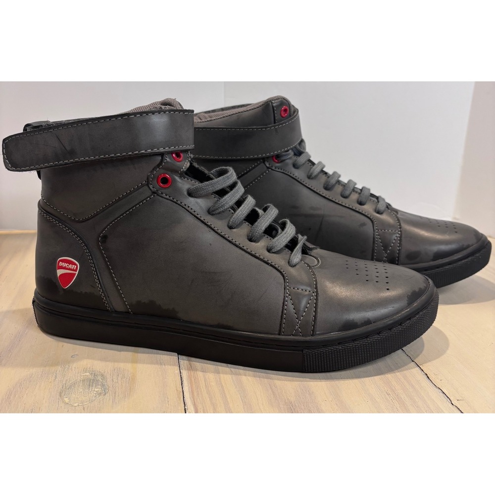 Ducati Mens‎ Grey Leather High Top Sneakers DTW17FT-003 Size 8 EUR 41 UK 7